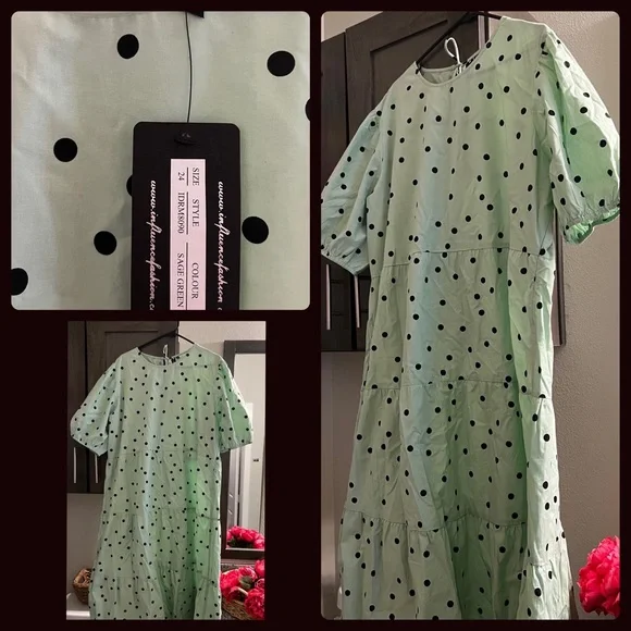 Gorgeous Mint Green Polka-Dot dress